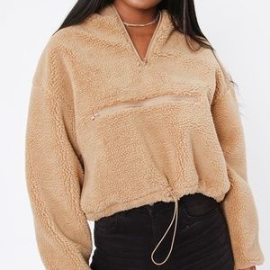 Cropped Teddy Hoodie Jacket Coat